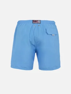 Aquablaue Badeshorts für Herren aus leichtem Stoff Lighting Pantone | PANTONE-SONDERAUSGABE