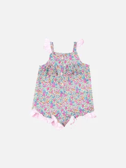Baby-Strampler aus Baumwolle mit Blumendruck | Hergestellt aus Liberty-Stoff