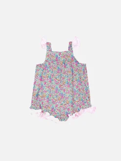 Baby-Strampler aus Baumwolle mit Blumendruck | Hergestellt aus Liberty-Stoff