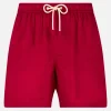 Badeshorts aus bordeauxrotem Leinen für Herren