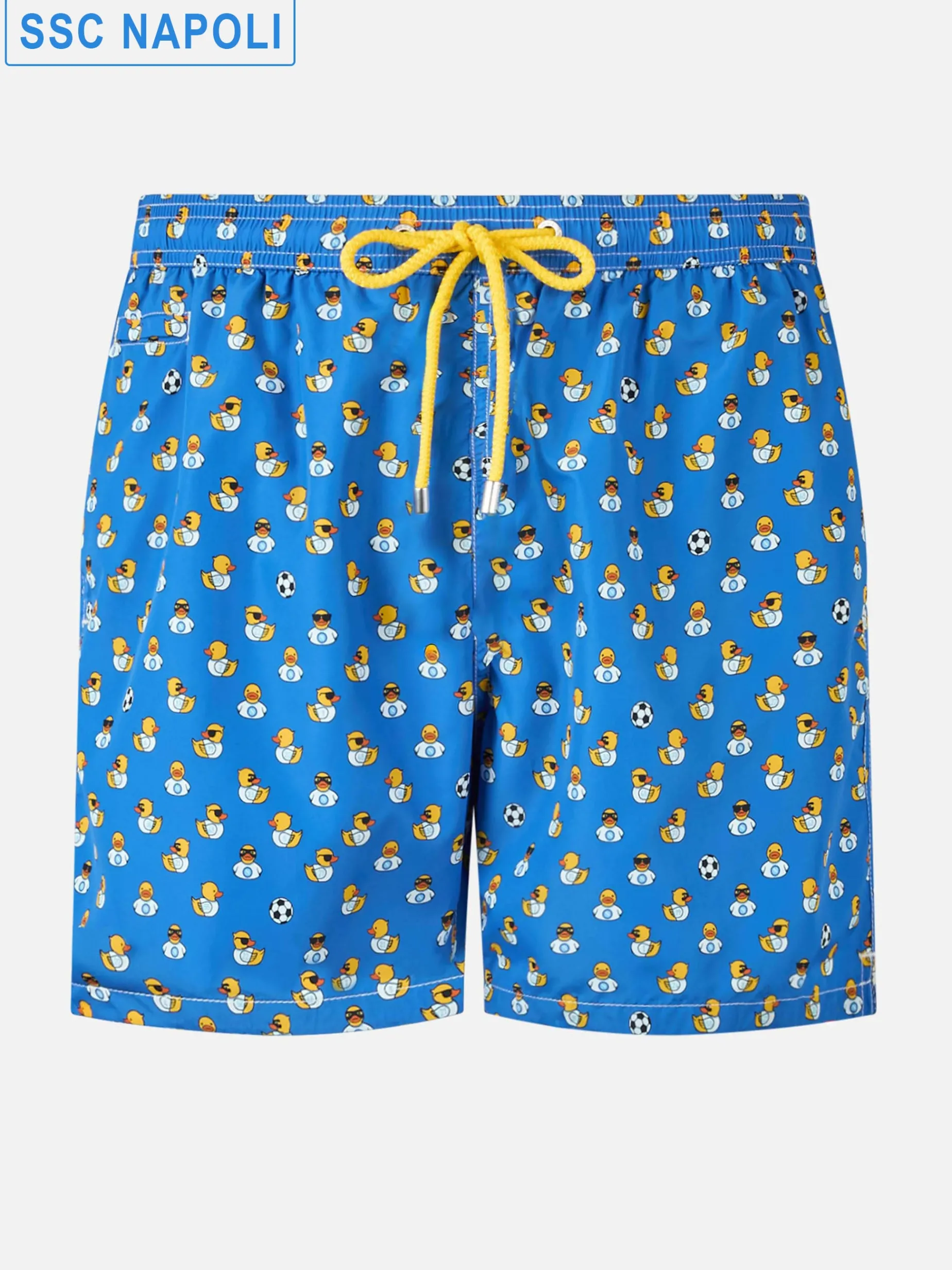 Badeshorts aus leichtem Stoff für Herren mit Ducky- und Napoli-Logo-Aufdruck | SSC NAPOLI SPECIAL EDITION