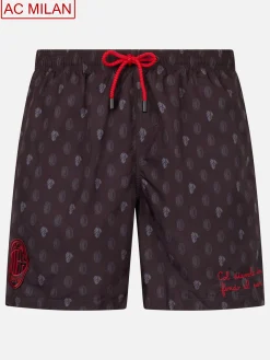 Badeshorts aus leichtem Stoff für Herren mit Milan-Logo-Aufdruck und Patch | AC MILAN SPECIAL EDITION