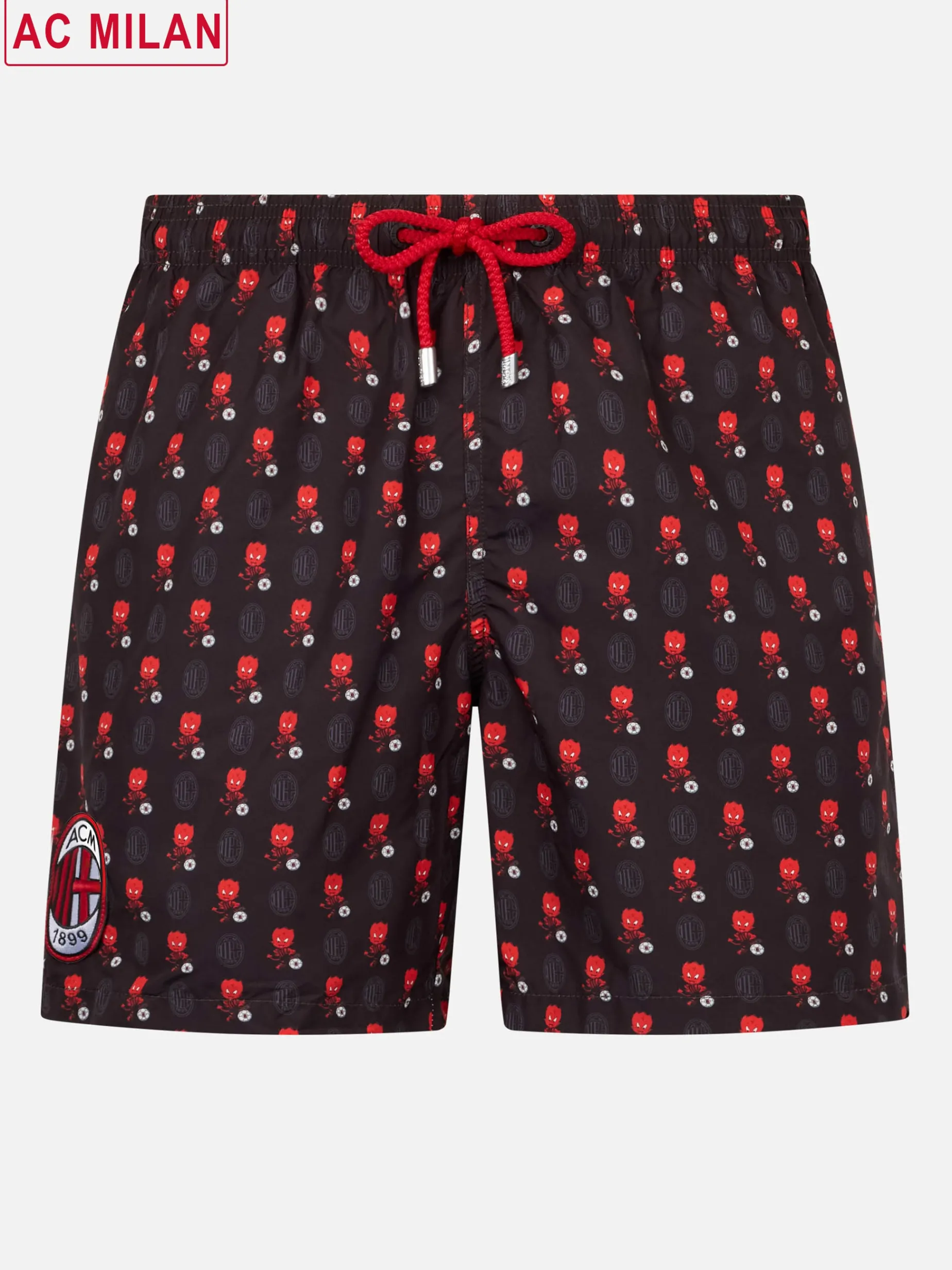 Badeshorts aus leichtem Stoff für Herren mit Milan-Logo-Aufdruck und Patch | AC MILAN SPECIAL EDITION