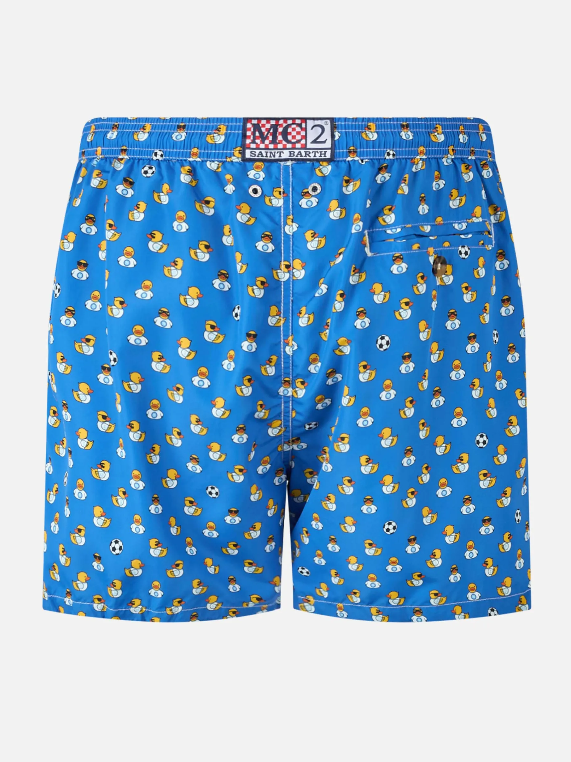 Badeshorts aus leichtem Stoff für Herren mit Ducky- und Napoli-Logo-Aufdruck | SSC NAPOLI SPECIAL EDITION