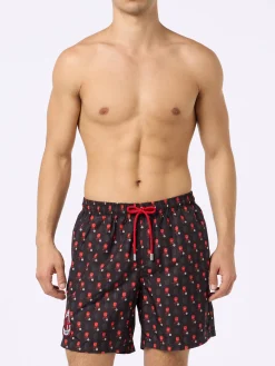 Badeshorts aus leichtem Stoff für Herren mit Milan-Logo-Aufdruck und Patch | AC MILAN SPECIAL EDITION