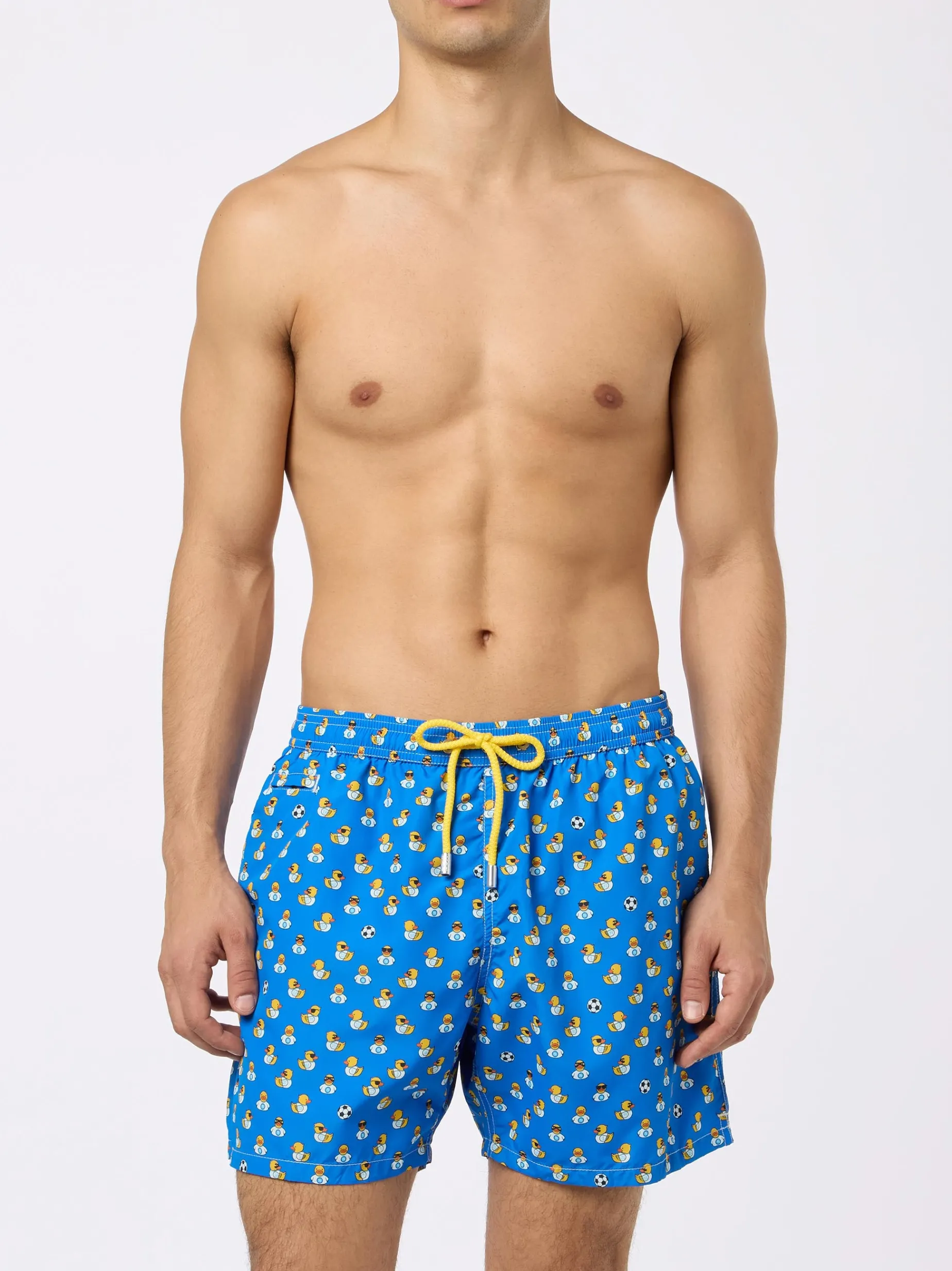 Badeshorts aus leichtem Stoff für Herren mit Ducky- und Napoli-Logo-Aufdruck | SSC NAPOLI SPECIAL EDITION
