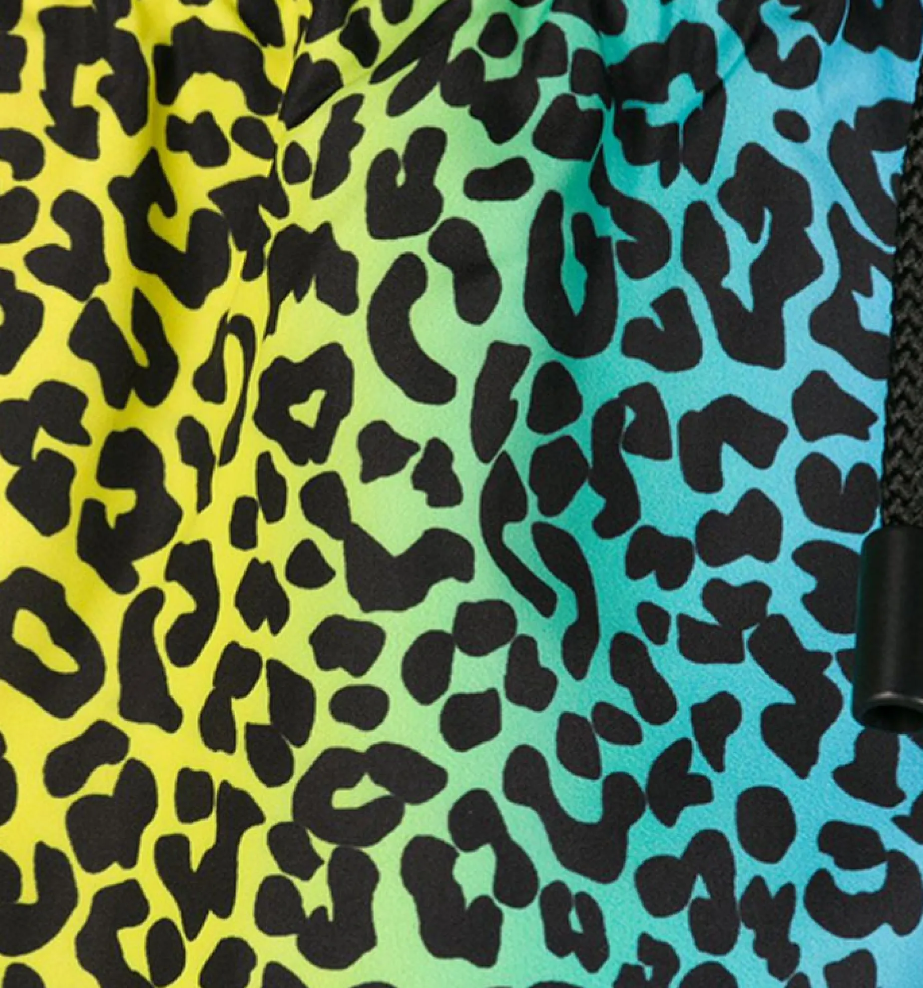 Badeshorts aus leichtem Stoff mit Animalier-Regenbogenmuster und Reißverschluss