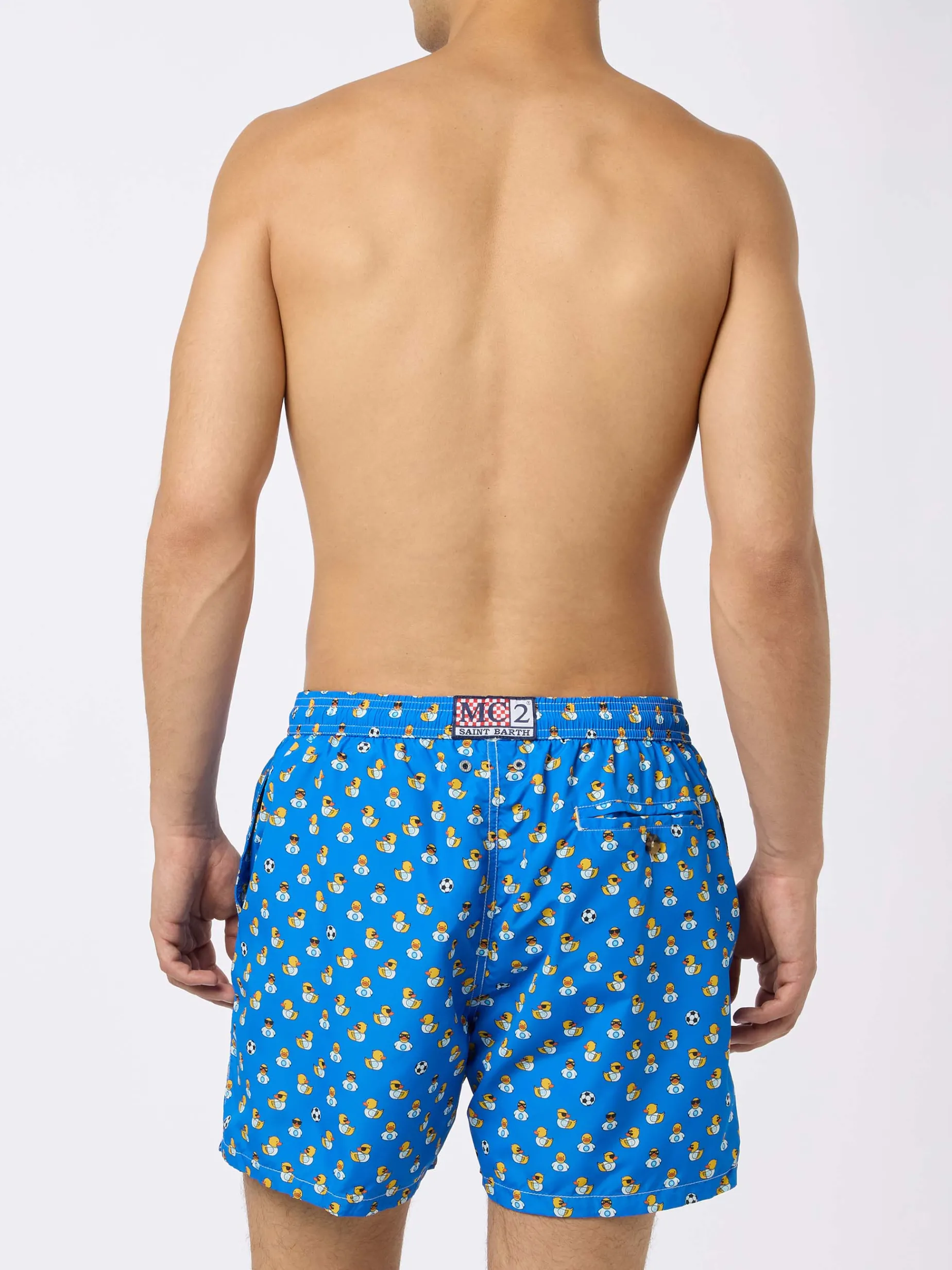 Badeshorts aus leichtem Stoff für Herren mit Ducky- und Napoli-Logo-Aufdruck | SSC NAPOLI SPECIAL EDITION