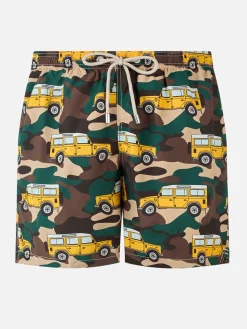Badeshorts für Herren aus leichtem Stoff Lighting mit Geländewagen-Aufdruck