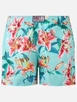 Badeshorts für Herren aus leichtem Stoff „Lighting“ mit tropischem Blumen-Print