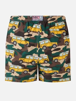 Badeshorts für Herren aus leichtem Stoff Lighting mit Geländewagen-Aufdruck