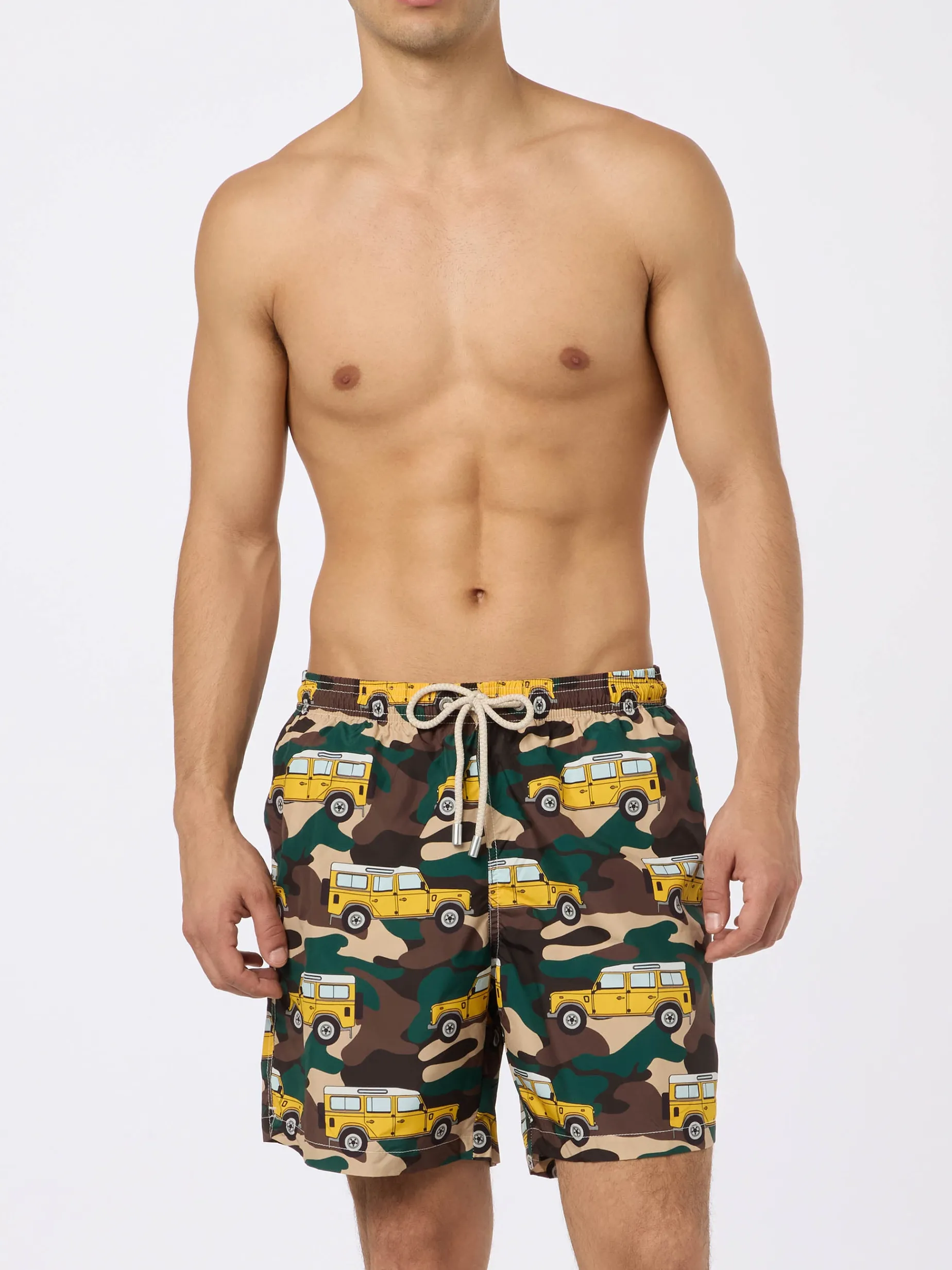 Badeshorts für Herren aus leichtem Stoff Lighting mit Geländewagen-Aufdruck