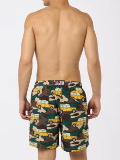 Badeshorts für Herren aus leichtem Stoff Lighting mit Geländewagen-Aufdruck