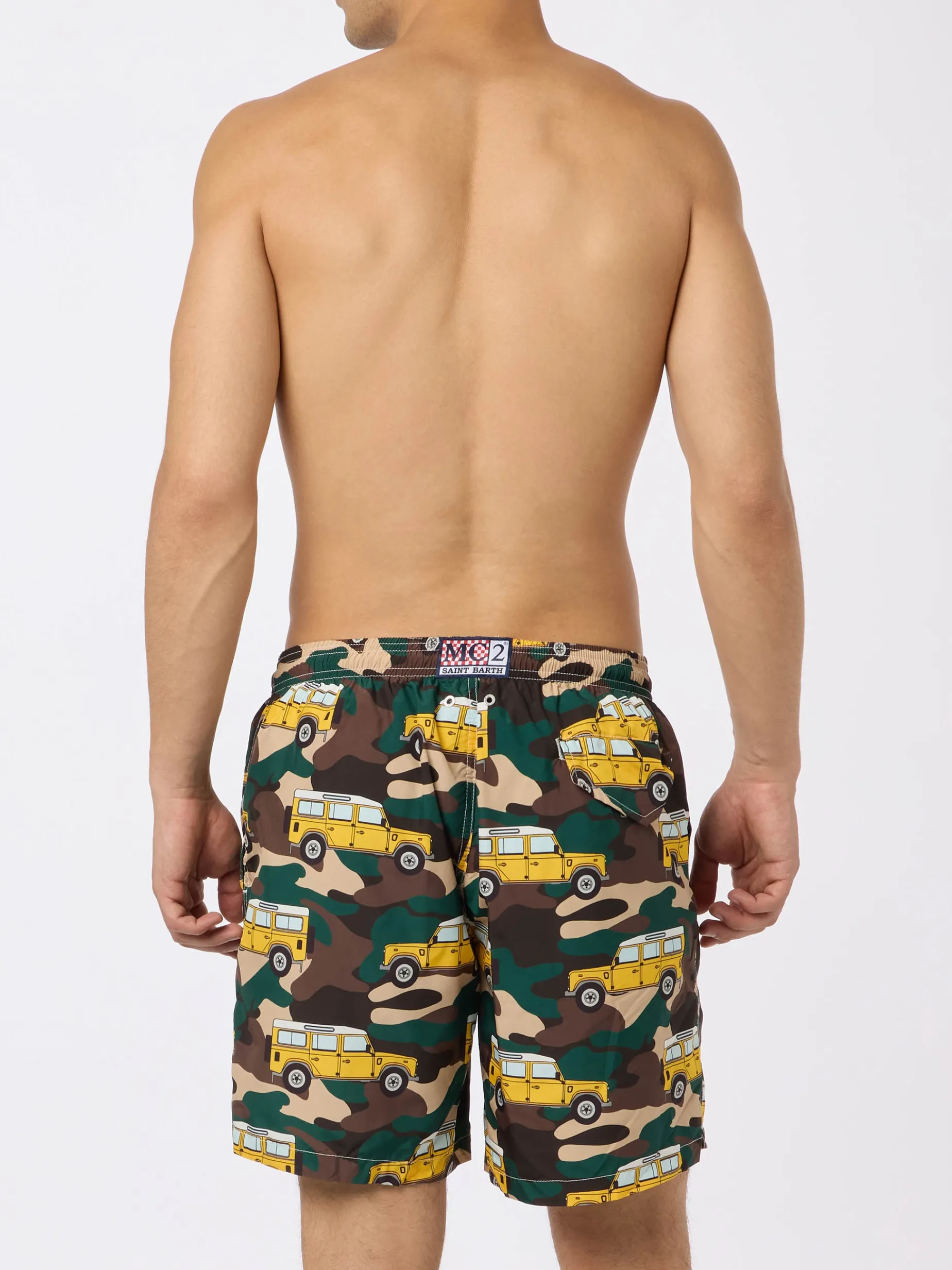 Badeshorts für Herren aus leichtem Stoff Lighting mit Geländewagen-Aufdruck