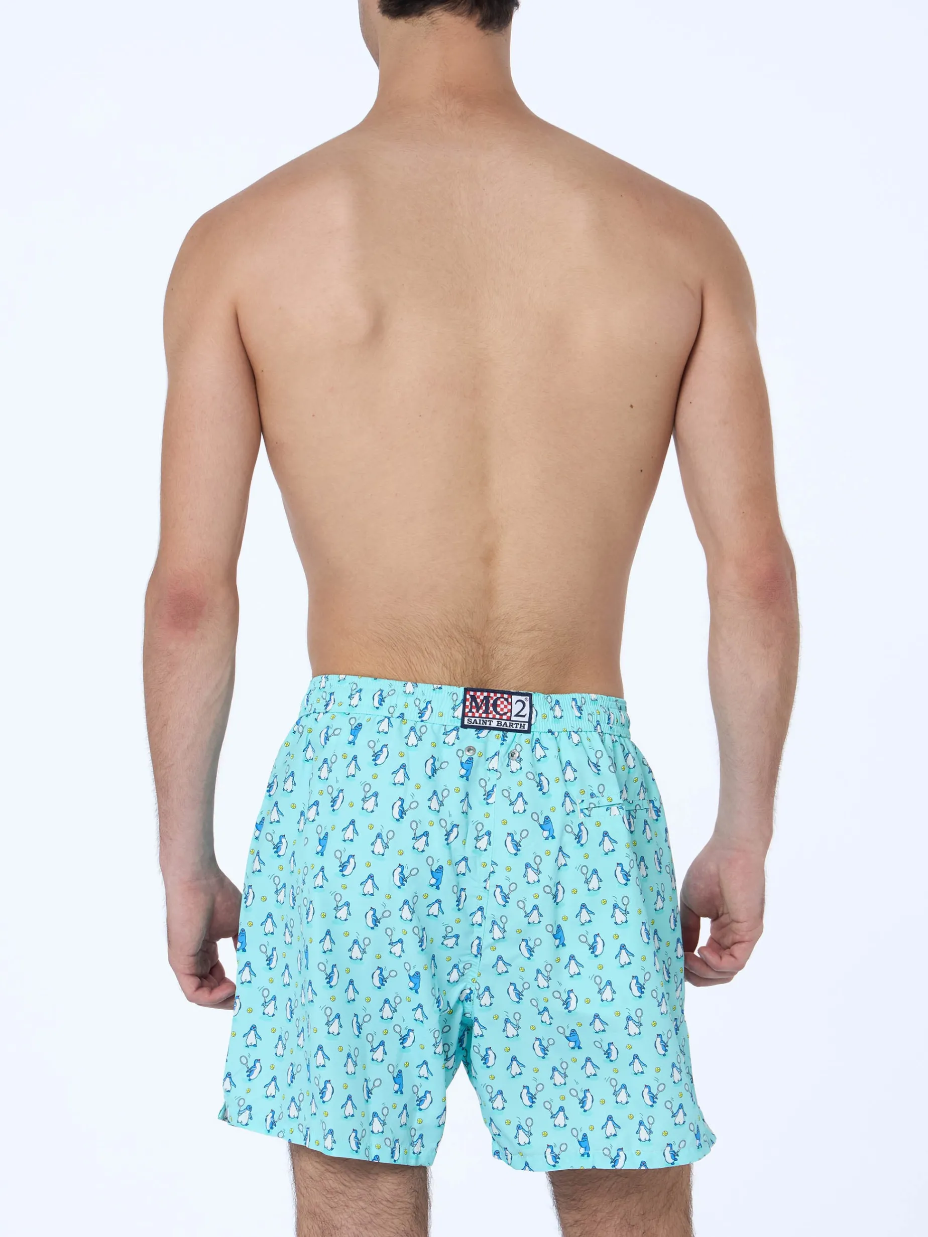 Badeshorts für Herren aus leichtem Stoff Lighting Micro Fantasy mit Pinguin-Print