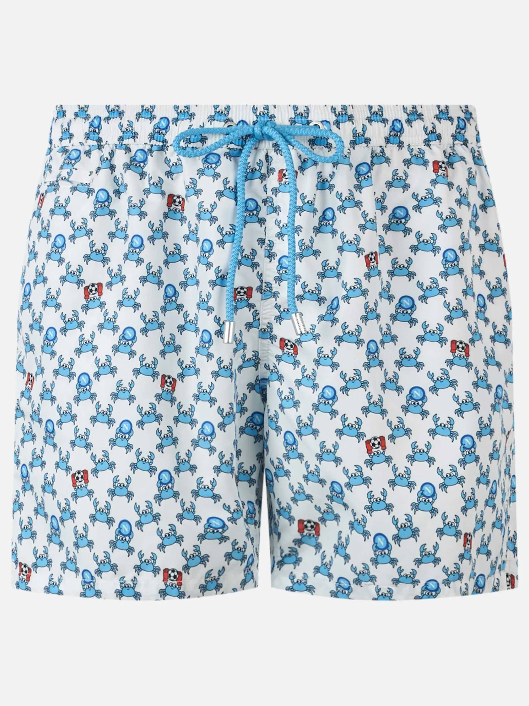 Badeshorts für Herren aus leichtem Stoff mit Crab Party- und Napoli-Logo-Aufdruck | SSC NAPOLI SPECIAL EDITION