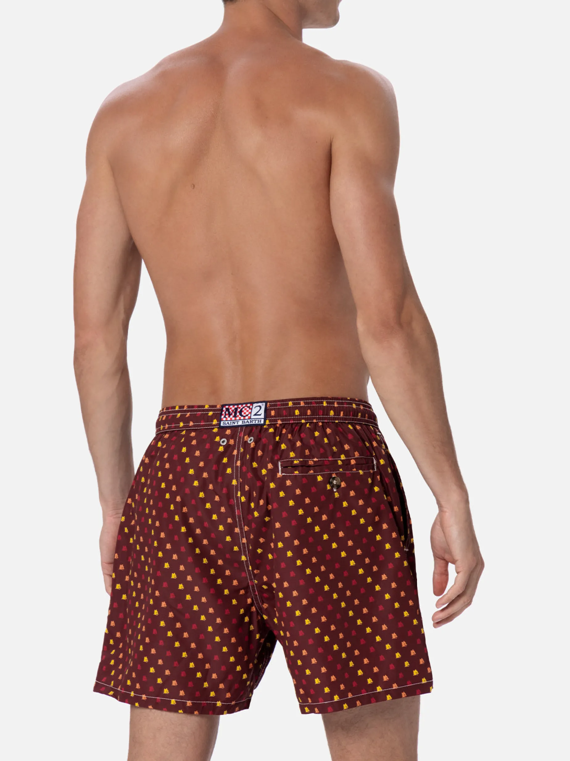 Badeshorts für Herren aus leichtem Stoff Lighting Micro Fantasy mit Roma-Aufdruck | AS ROMA SPECIAL EDITION