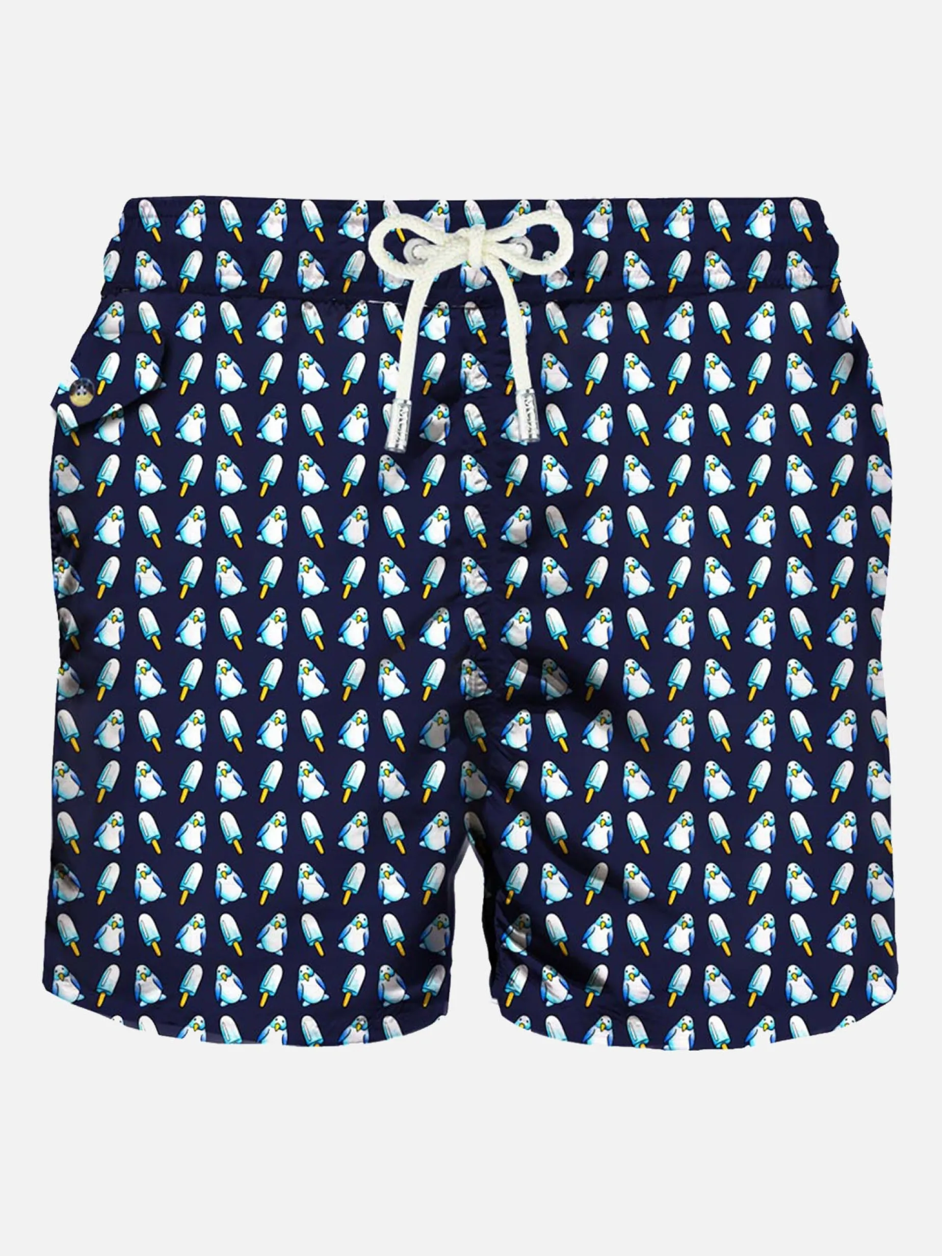 Badeshorts für Herren mit Pinguin-Mikrodruck