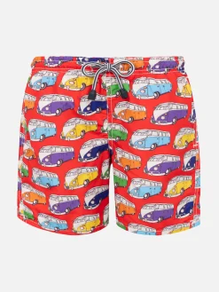 Badeshorts für Jungen aus leichtem Stoff mit Van-Print
