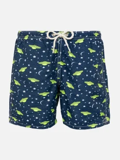 Badeshorts für Jungen aus leichtem Stoff mit UFO-Aufdruck