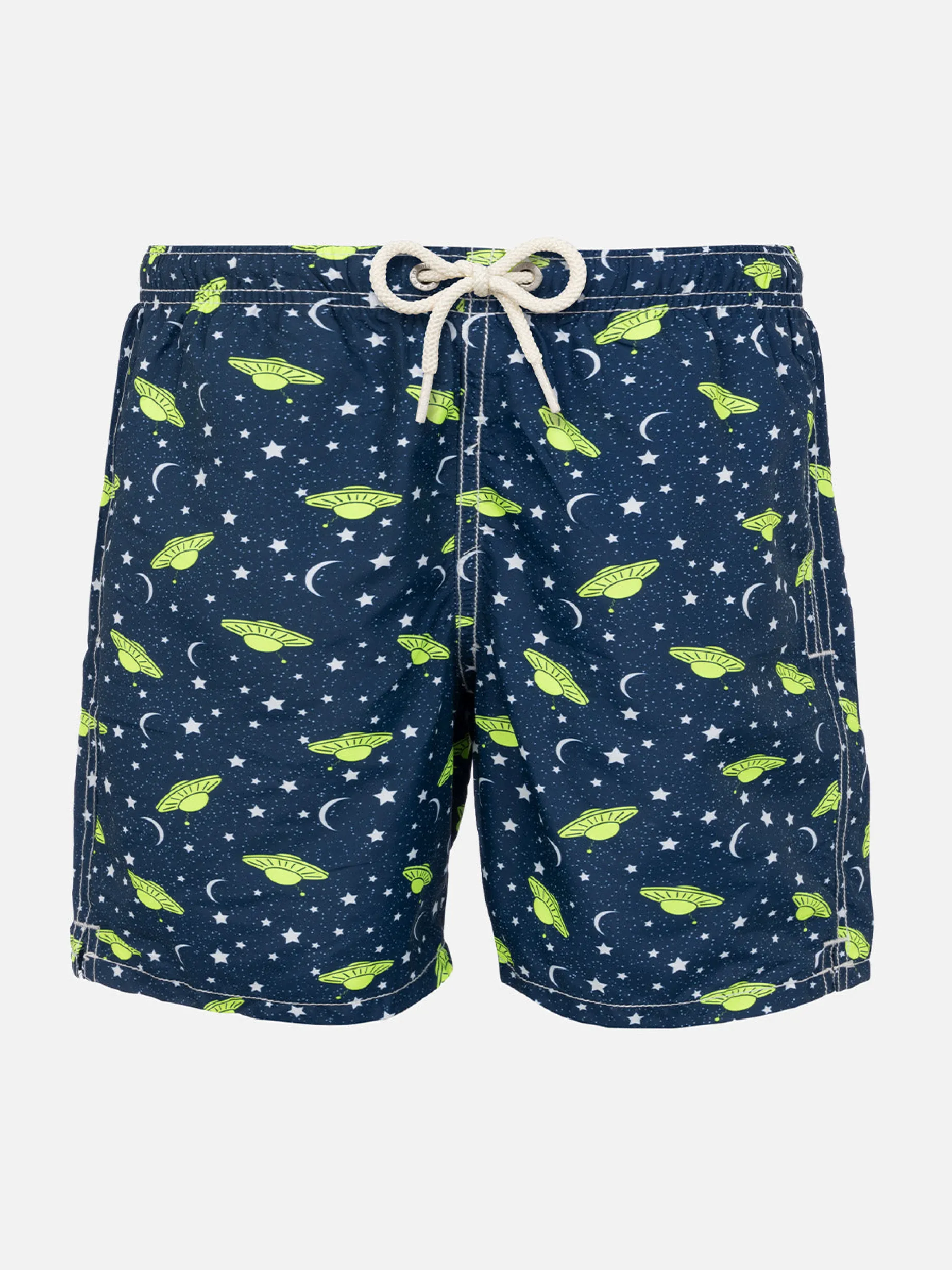 Badeshorts für Jungen aus leichtem Stoff mit UFO-Aufdruck
