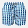 Badeshorts für Jungen aus leichtem Stoff mit Fischaufdruck