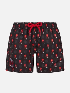 Badeshorts für Jungen aus leichtem Stoff mit Milan-Aufdruck | AC MILAN SPECIAL EDITION
