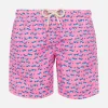 Badeshorts für Jungen aus leichtem Stoff mit Hai-Aufdruck