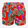 Badeshorts für Jungen aus leichtem Stoff mit Papageien-Print