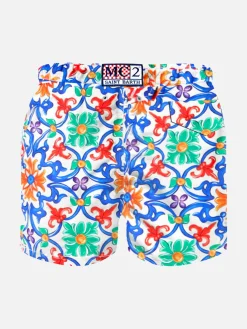 Badeshorts für Jungen aus leichtem Stoff mit Majolika-Print