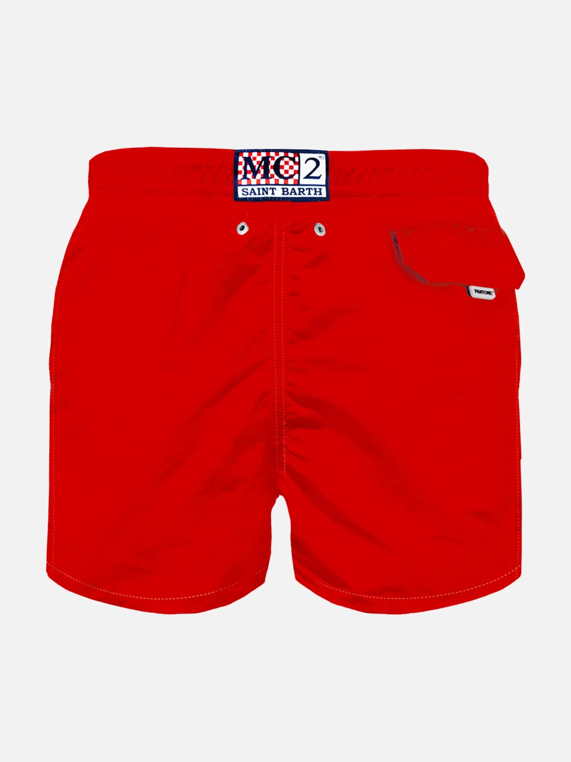 Badeshorts für Jungen aus rotem, hellem Stoff | Pantone® Sonderausgabe