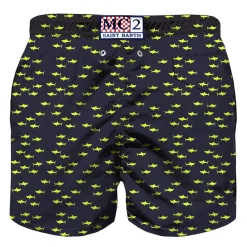 Badeshorts für Jungen aus leichtem Stoff mit Hai-Aufdruck
