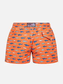 Badeshorts für Jungen aus leichtem Stoff von Jean Lighting mit Hai-Aufdruck