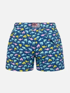 Badeshorts für Jungen aus leichtem Stoff von Jean Lighting mit Hai-Aufdruck