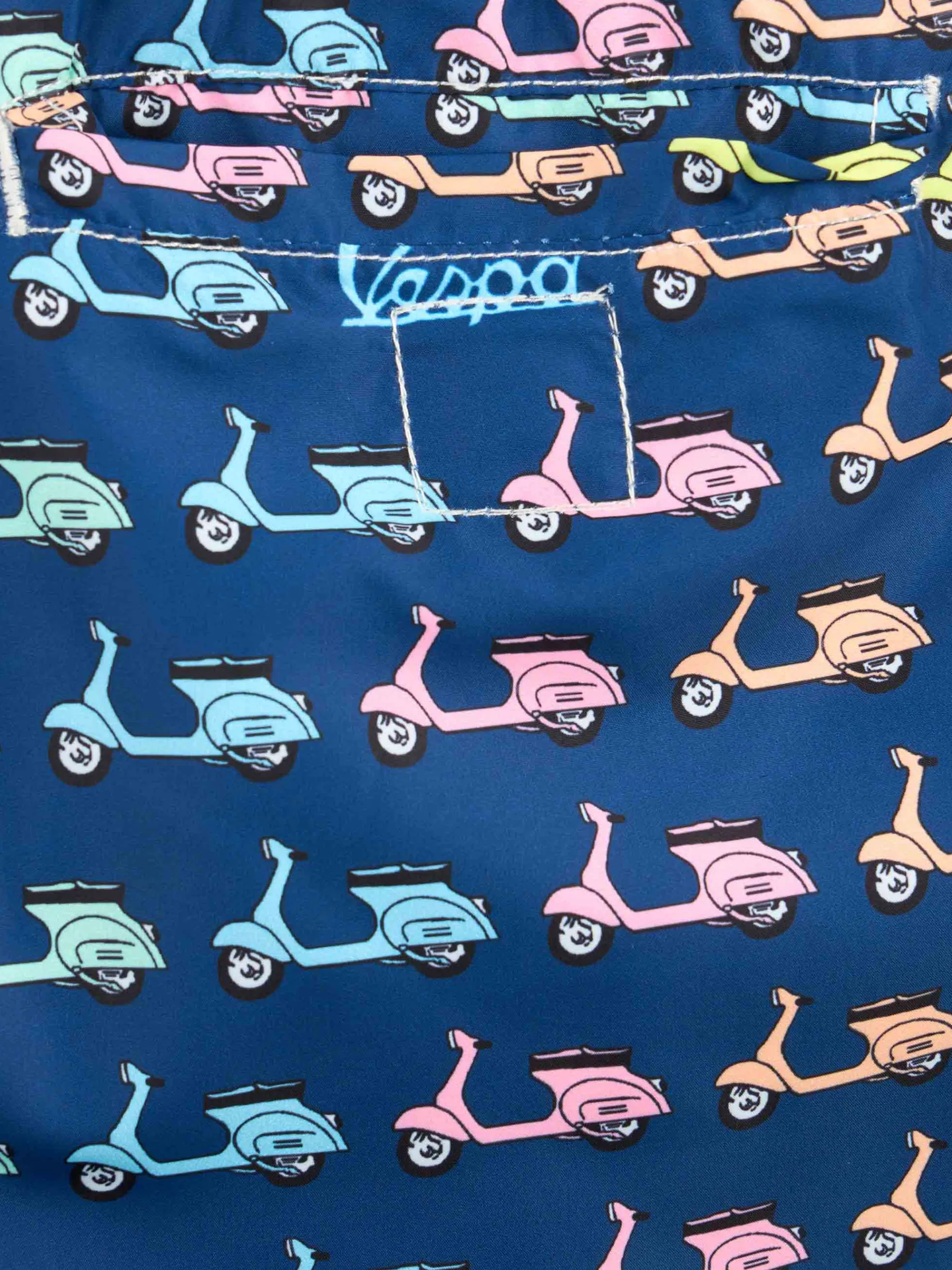 Badeshorts für Jungen aus leichtem Stoff Jean Lighting mit Vespa-Aufdruck | VESPA-SONDEREDITION