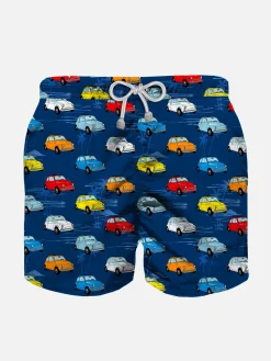 Badeshorts für Jungen mit mehrfarbigem Autos-Print
