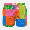 Badeshorts für Jungen mit mehrfarbigem Fluo-Bandana-Print