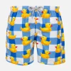 Badeshorts für Jungen mit Karomuster und Entenmuster
