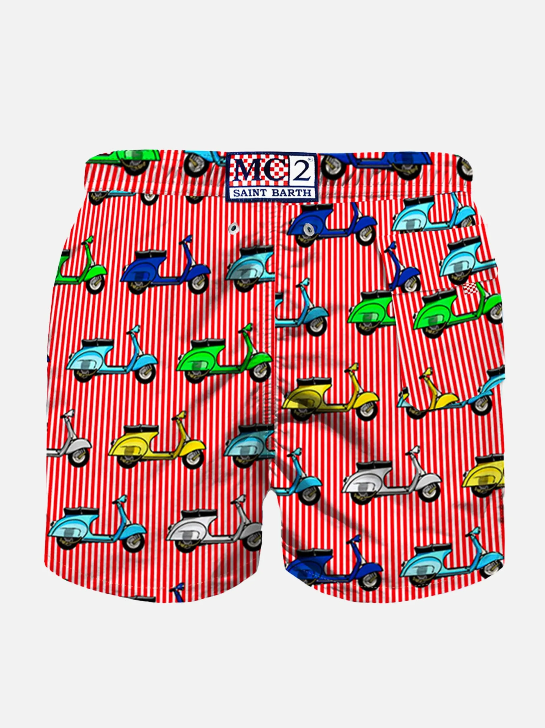 Badeshorts für Jungen mit mehrfarbigem Vespa-Allover-Print | VESPA PIAGGIO©