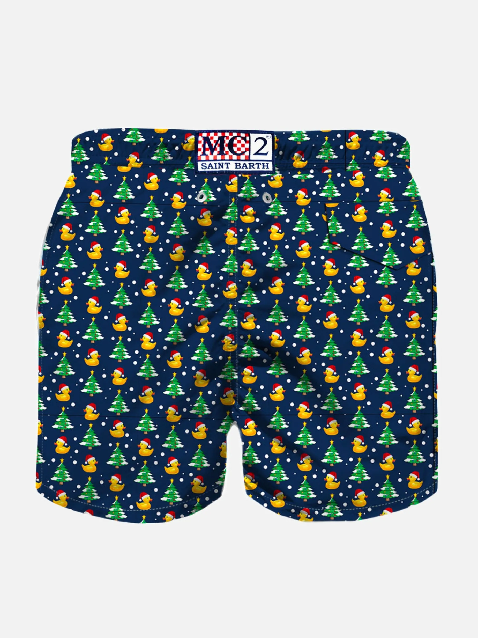 Badeshorts für Jungen mit weihnachtlichem Enten-Print