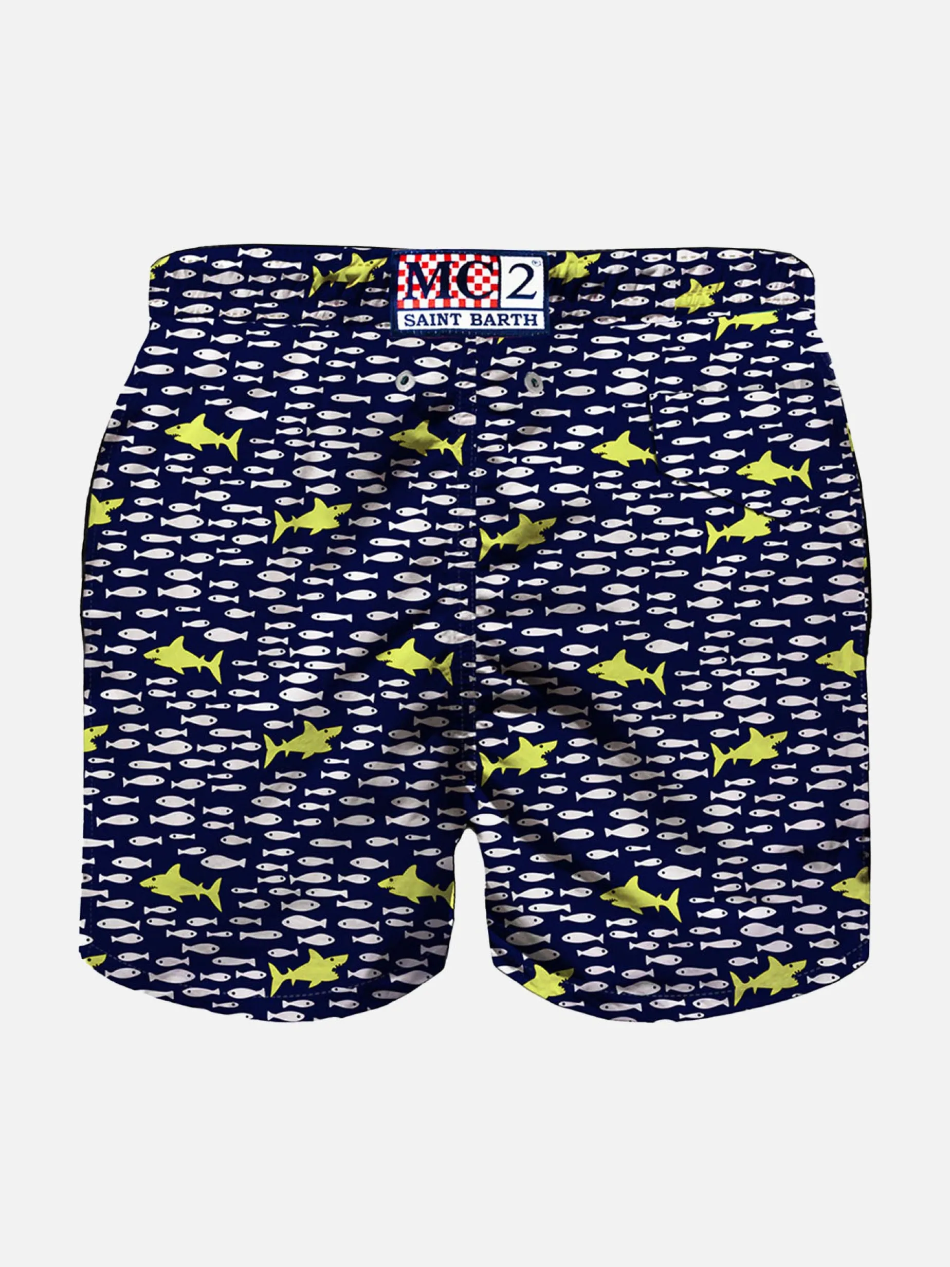 Badeshorts für Jungen mit Hai- und Fischaufdruck