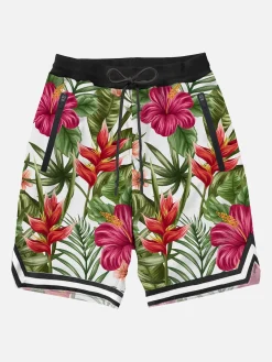 Badeshorts mit tropischem Print im Surf-Stil