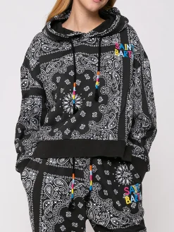 Bandana-Kapuzenpullover aus Baumwolle mit Saint-Barth-Stickerei