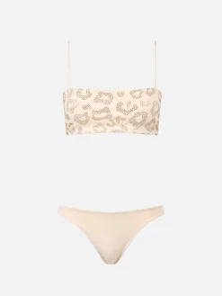 Bandeau-Bikini für Damen im Animalier-Stil Athena Naomi mit Strasssteinen