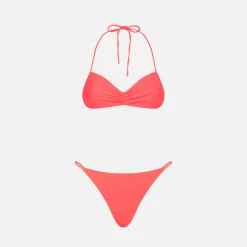 Bandeau-Bikini für Damen in Neonrot