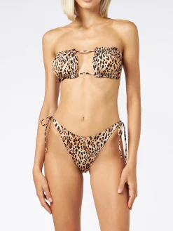Bandeau-Bikini für Damen mit Leopardenmuster