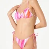 Bandeau-Bikini für Damen mit Wellenmuster und Anhängern