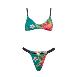 Bandeau-Bikini für Damen mit tropischem Aufdruck