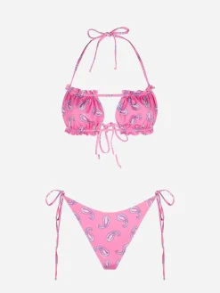 Bandeau-Bikini für Damen mit Paisley-Print