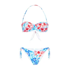 Bandeau-Bikini für Damen mit Blumenprint
